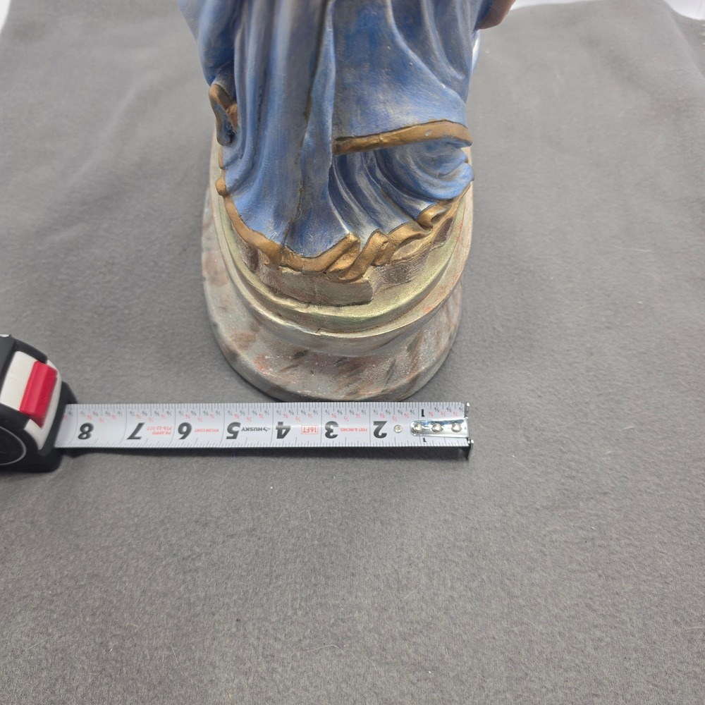 Vintage Pieta Statue Mary Jesus Religious Sculpture Blue Gold Chalkware 16in - Picture 4 of 15